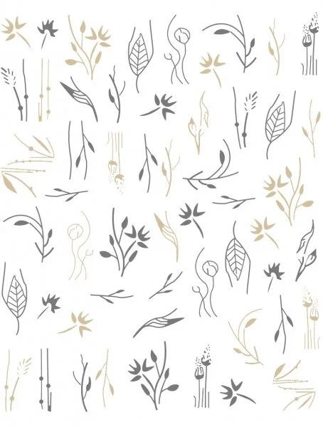 Nagelsticker - Aufkleber selbstklebend - Nail Sticker - gold Herbst Blätter Äster Ast